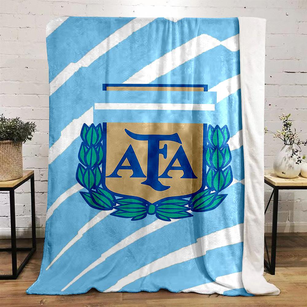 Argentina Football Association Logo Printed Flannel Blanket for Bedroom, Living Room, Sofa, and Nap