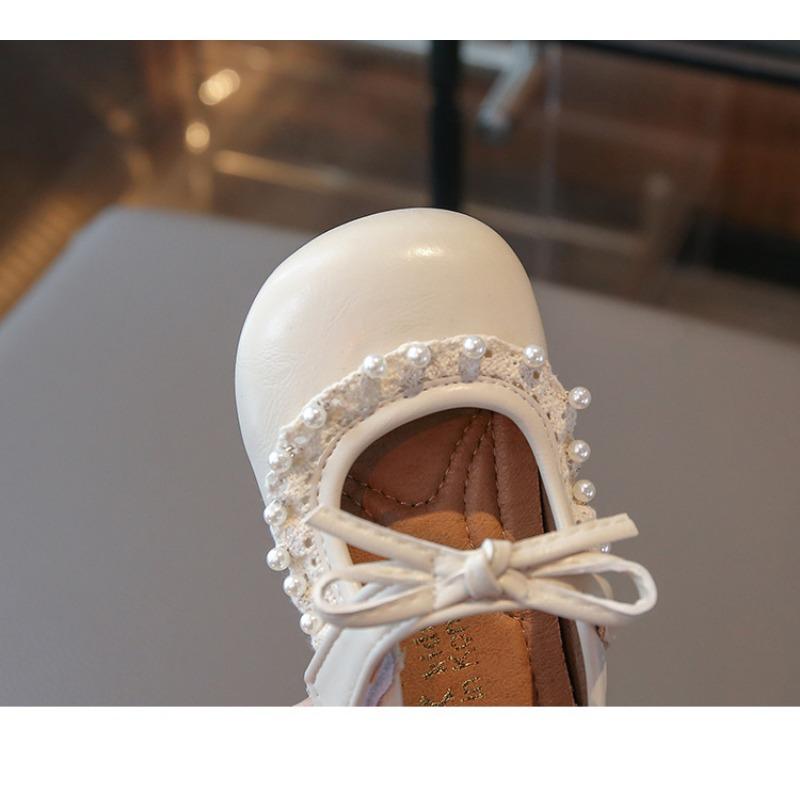 Girls Bow And Pearl Decor Mary Jane Flat Shoes