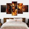 5 Panels Canvas Wall Arts Game Poster Painting DotA 2 Fire Heroes Picture Print Home Decor Living Room Wallpaper Artwork Mural