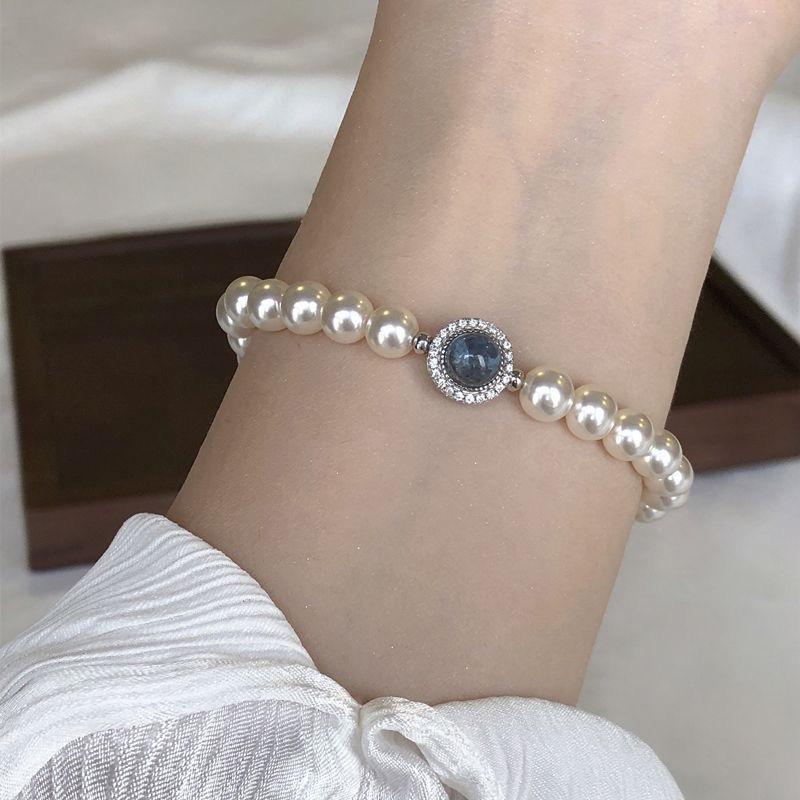 

1 Pcs New Famous Brand Designer Silver Layer Pearls Bracelet Fashion Korean Sparkling Bead Chain Bracelets Party Jewelry Gifts