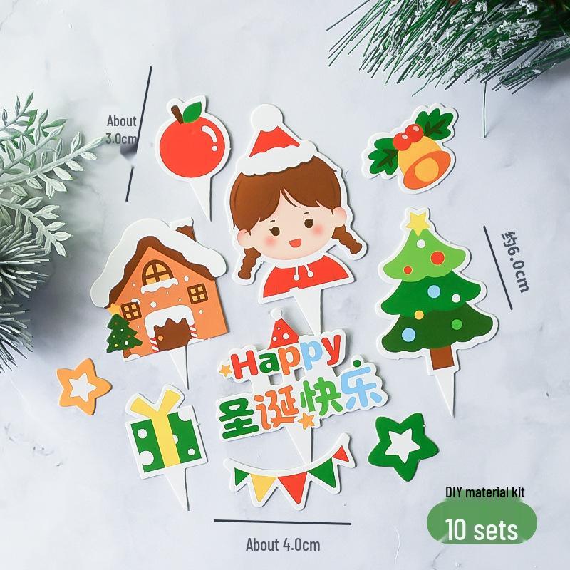 Popular Soft Glue Christmas Cake Ornaments: Santa Claus & Snowman Inserts for Holiday Party Desserts