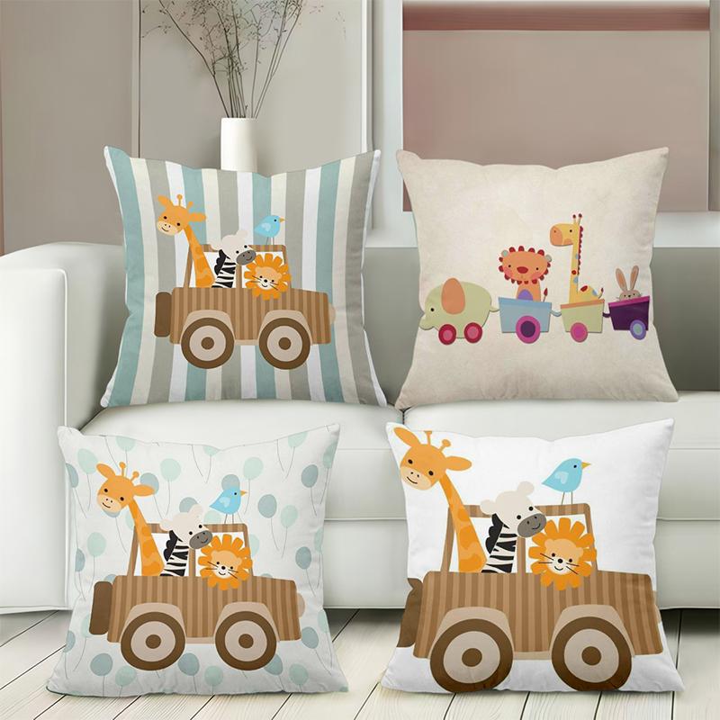 Cute Animal Patterned Cushion Covers for Home Decor Polyester pillowcase, sofa decorative cushion cov Headboard Pillow