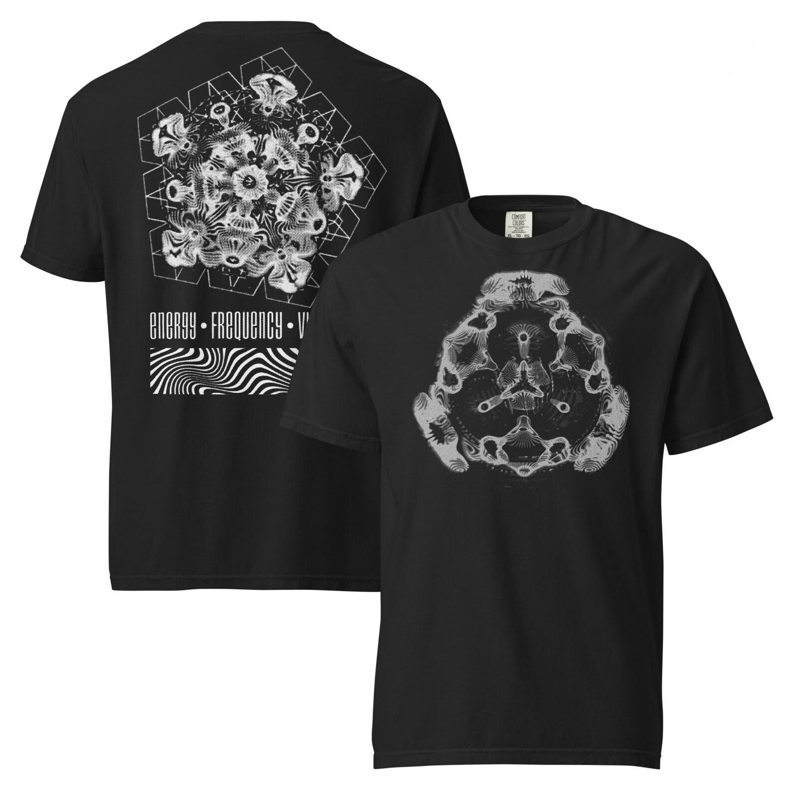 Cymatics T-Shirt, Energy Frequency Vibration Tee, Sacred Geometry Front and Back Comfort T-Shirt S