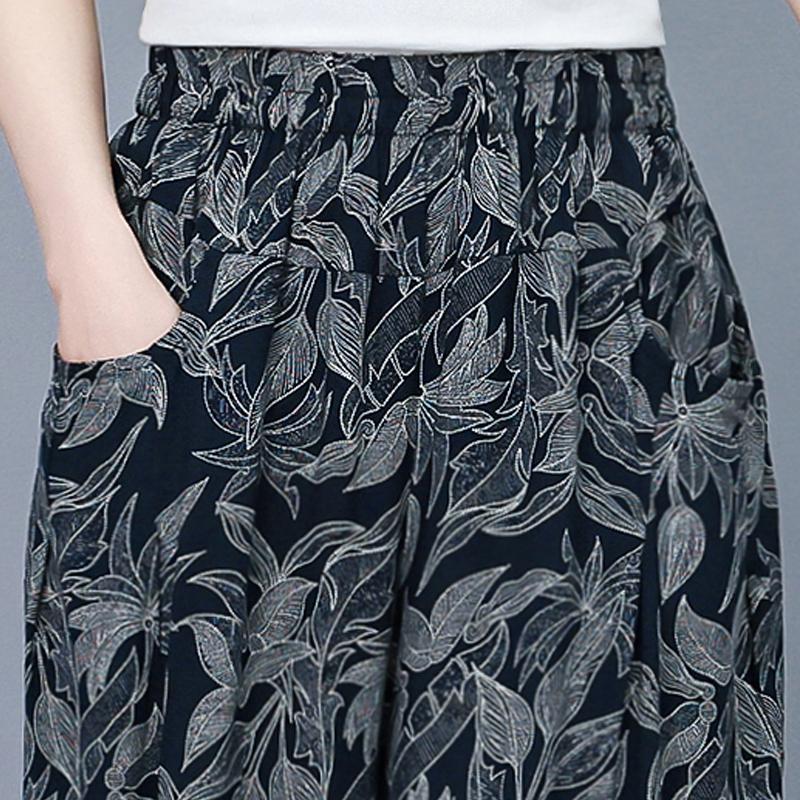 Summer Wide Leg Pants for Women Vintage Clothes Plus Size Loose Elastic Waist Casual Pants