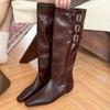 Genuine leather 2025 spring two-piece inner height-increasing sleeve trouser tube boots for women, two pointed Martin boots for women in spring and au
