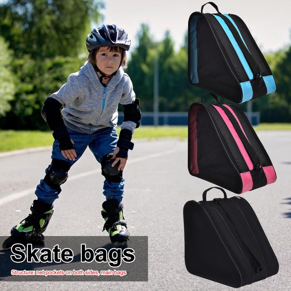 Kids Ice Skate Bag with Sides Mesh Pockets Thicken Travel Ice Skating Backpack Skate Carry Bag Roller Skate Accessories for Kids