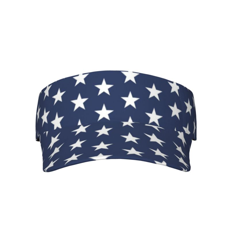 White Pentagram with Navy Blue American Flag Sports Sun Visor Hats Adjustable Lightweight Packable Sun Visor Hat for Golf Tennis