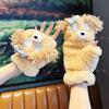 Cute Plush Bow Duffy Bear Half Finger Flip Gloves Female Plus Student Velvet To Keep Warm