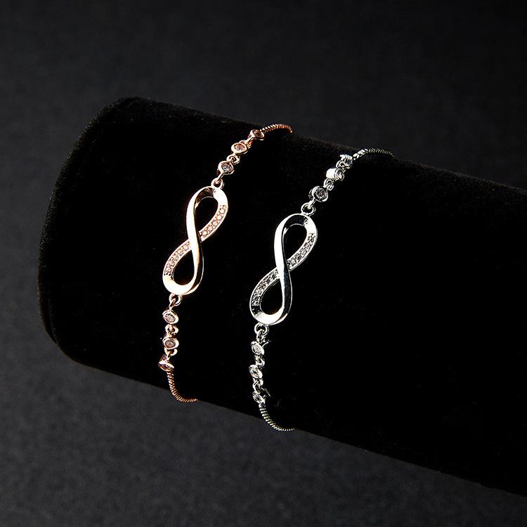 Silver/Gold Color Charm Infinity 8 Tennis Iced Out Bracelet Chain Zircon Jewelry Gifts For Lover