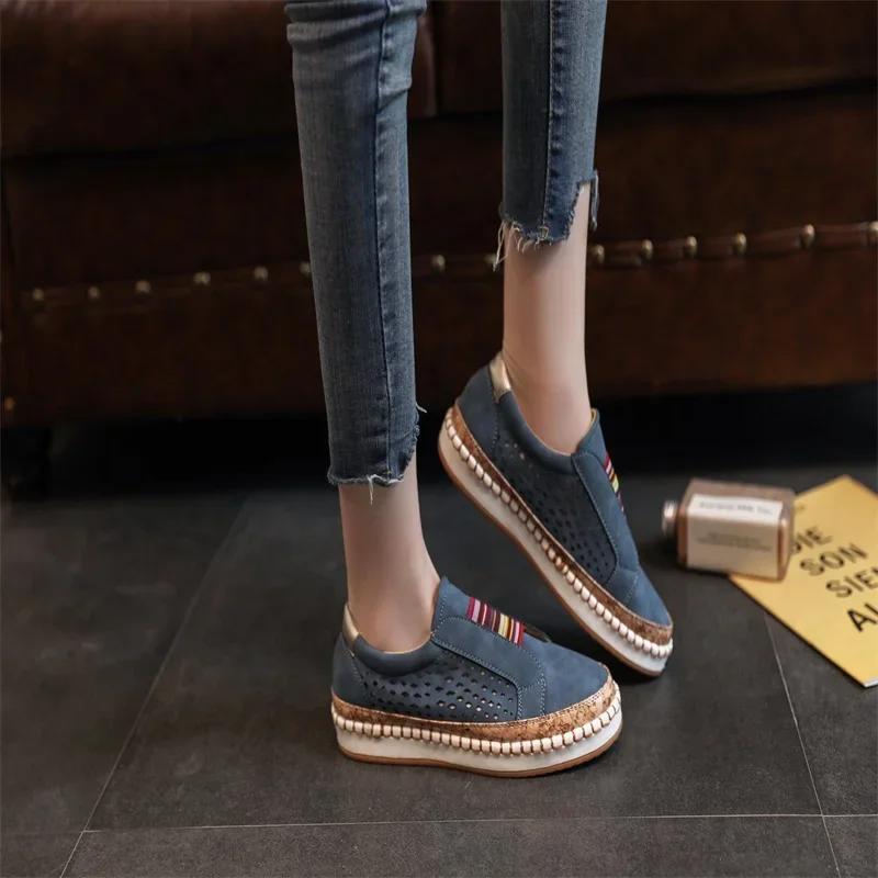 Fashion 2024 Hot Sales Women Slip On Sneakers Shallow Vulcanized Shoes Breathable Hollow Out Casual Ladies Shoes Woman Plus Red