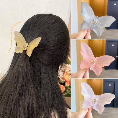 Summer Jelly Color Butterfly Hair Claws Hairpin Cute Transparent Grabs Acrylic Hair Clip for Women Sweet Accessories