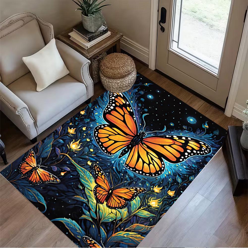 1pc Butterfly Design Home Carpet Non-slip Office Decor Gift Living Room Bedroom
