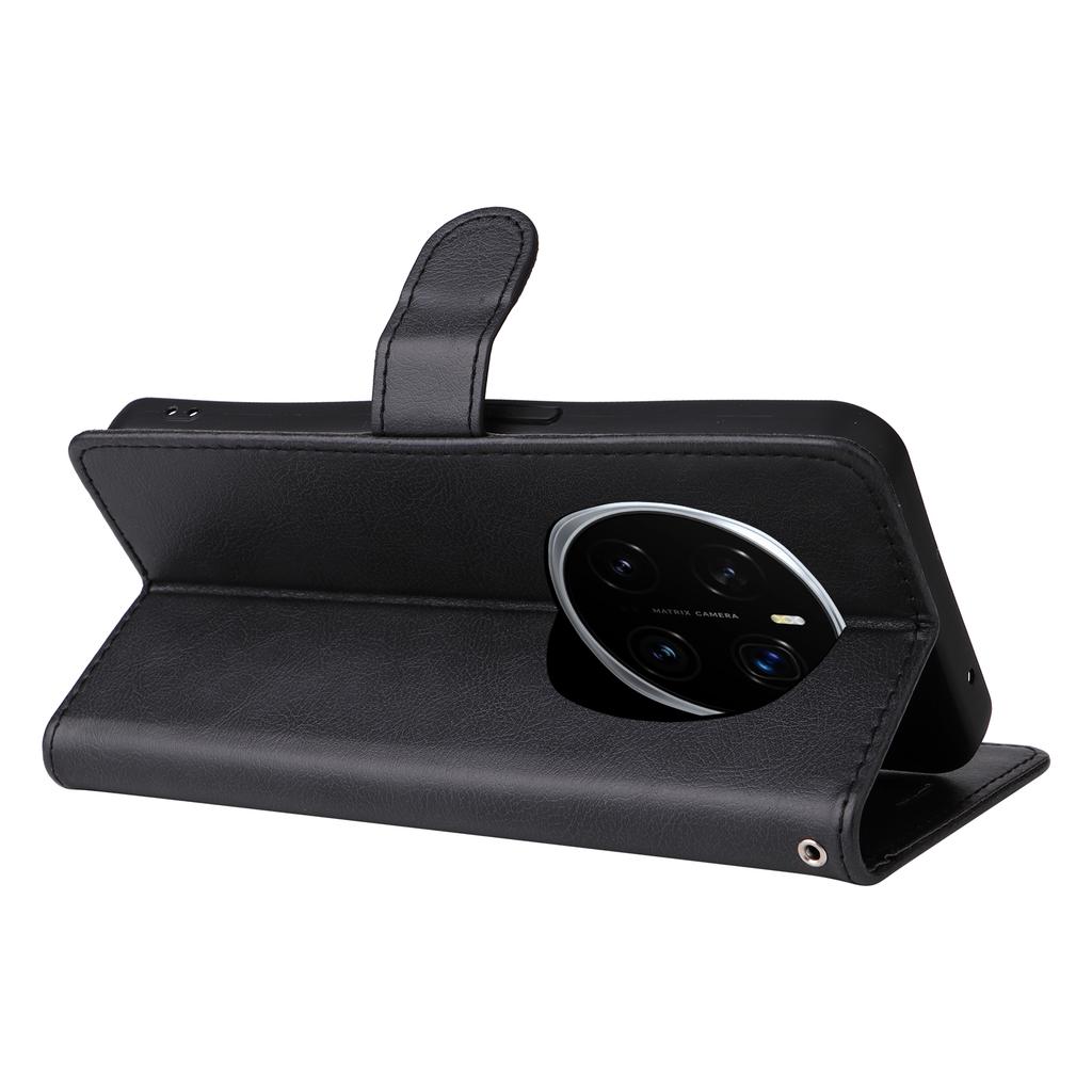 For Honor Magic7 Pro 5G Case Solid Color Leather Mobile Cover Wallet Stand with Strap