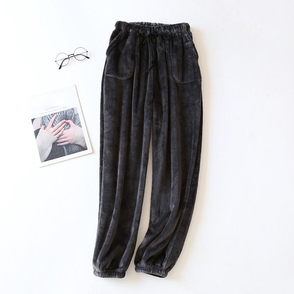 Men's Thermal Fleece Pockets Thickened Fleece Lined Casual Sports Trousers Pajama  Pants