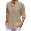 Designer Spring Summer Men's Casual Cotton Linen Color Long Sleeve Shirts Loose Stand Collar Shirts