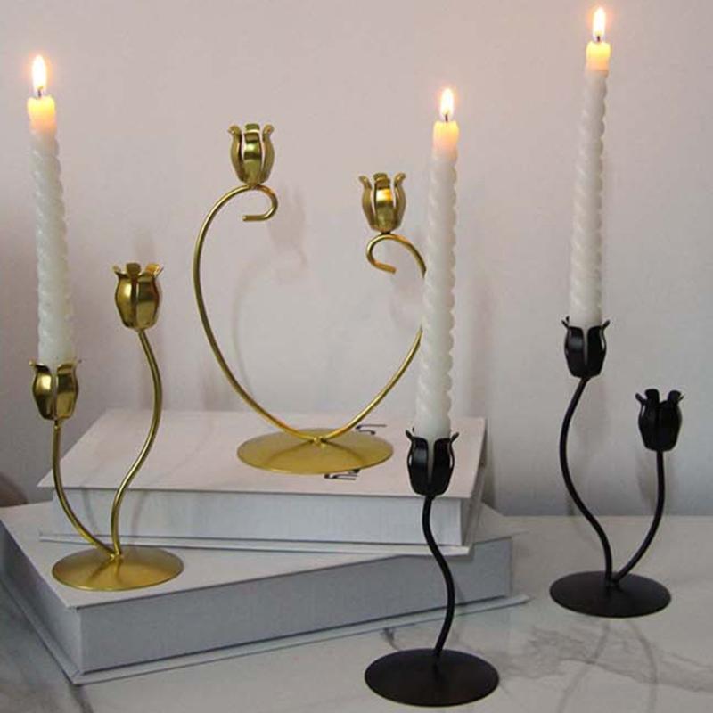 Nordic Flower Shape Tapered Candle Holder Metal Candlestick Candelabra Centerpieces Decoration for Elegant in Any Room