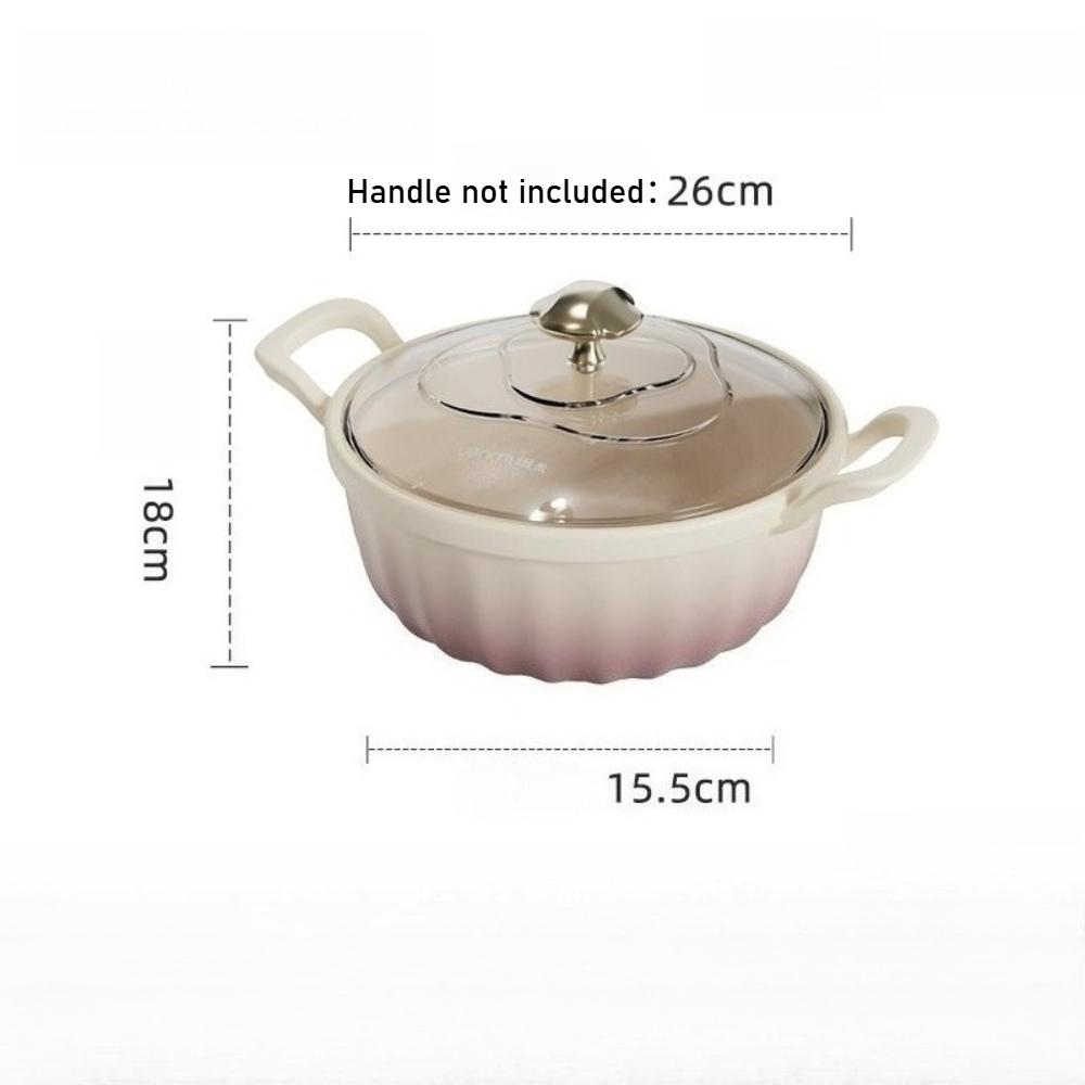 1Pcs Casserole Visible Glass Stew Pot High Temperature Resistant Large Capacity Double Ear Stew Multifunctional Household Pot