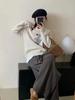 Women's Cute Cartoon Duck Embroidered Wool Pullover Sweater - Soft, Comfortable Base Layer