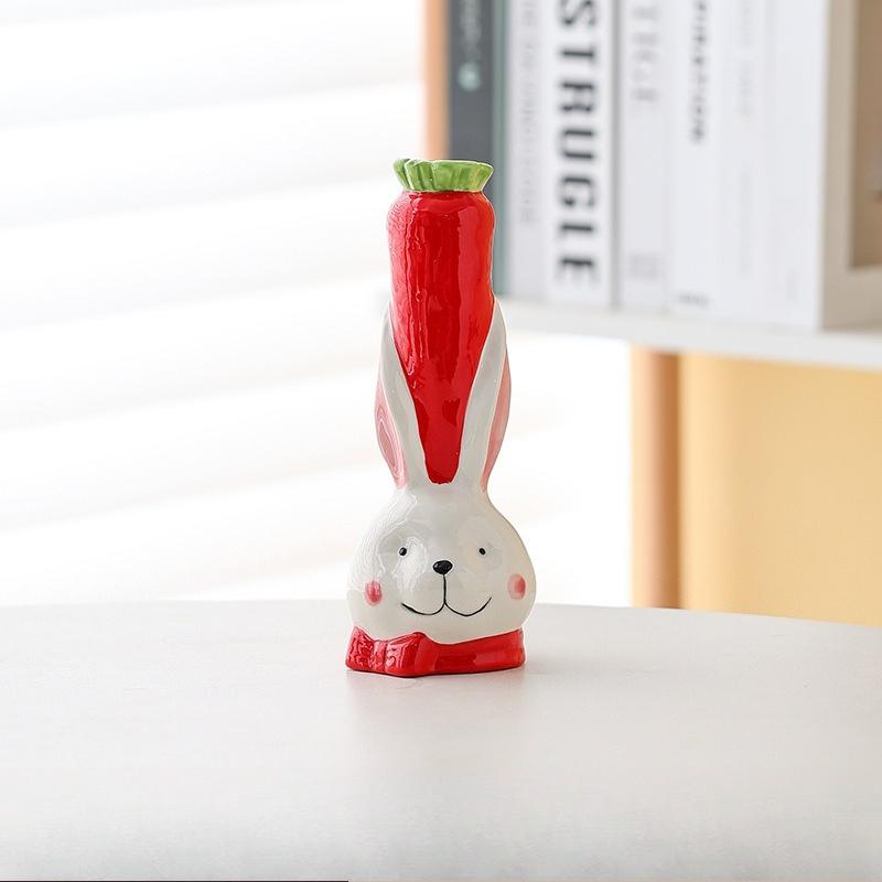 

Art Cartoon Rabbit Vase Vase Ornament Living Room Flower Arrangement Desktop Decoration Housewarming Gift Japanese Creativity красный