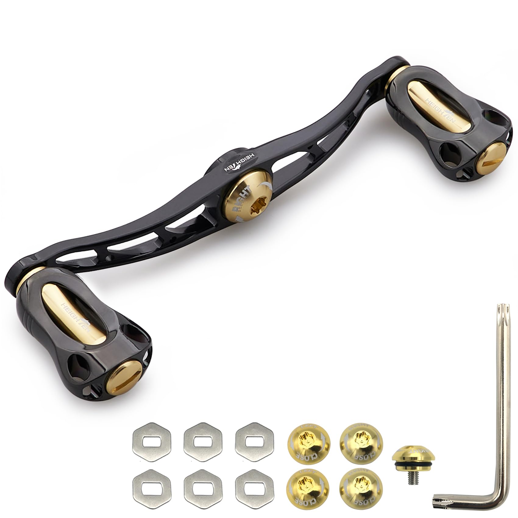 

УДЛИНЕННАЯ Рукоятка Катушки с 22мм Кнобом для Универсальных Мультипликаторных Катушек Abu Серии Fan 115/88мм Shimano, Daiwa, (Черный и золотой, 115 мм) (860)