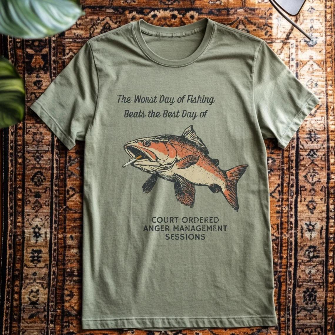 Retro Fishing T-Shirt - Funny Pulp Graphic Graphic Shirt - Outdoorsman Gift S