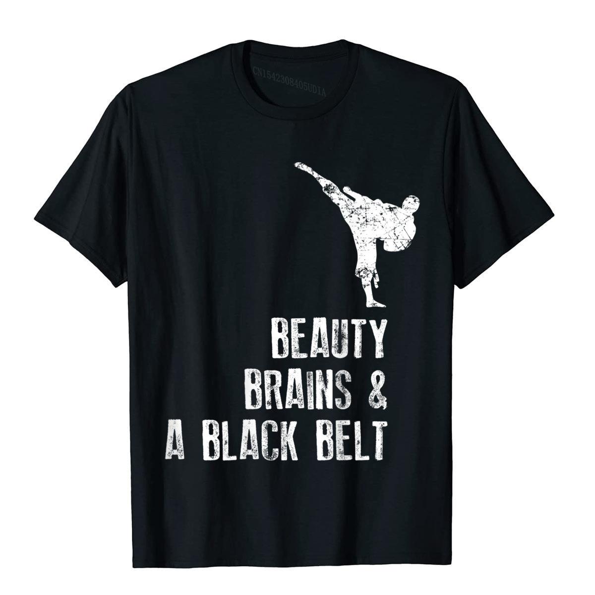 

Рубашка для каратэ Beauty Brains Черный пояс Боевые искусства Подарочная футболка для унисекс Мотоциклетные байкерские топы Футболки Новейшие облегающие хлопковые футболки