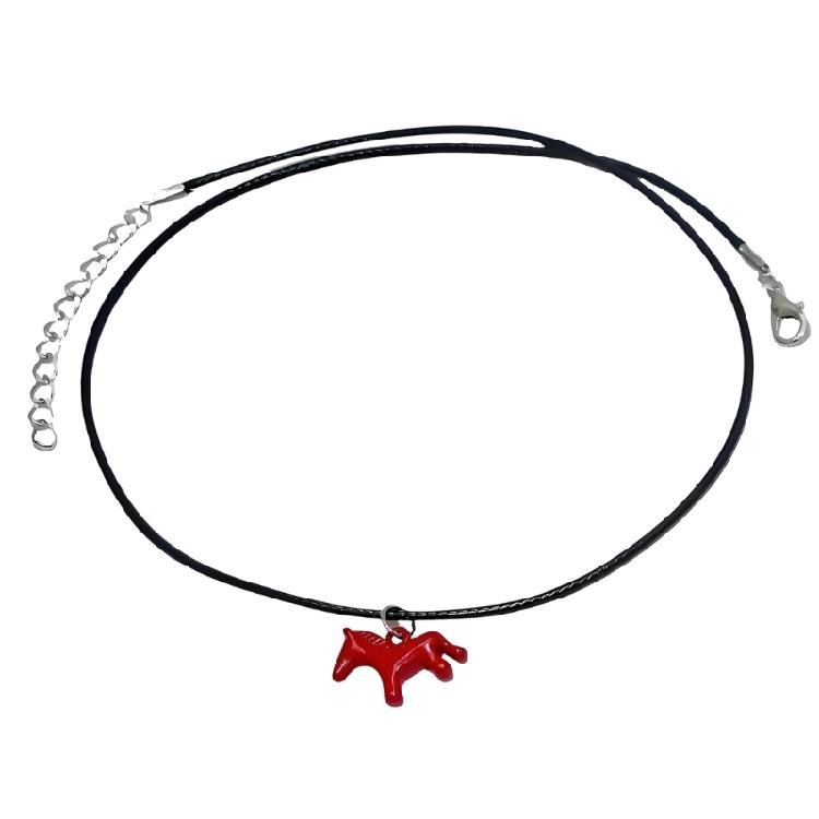 

Adjustable Leather Rope Necklace Stylish Horse Pendant Sweater Chain Metal Fashion Accessory For Gift Giving 1