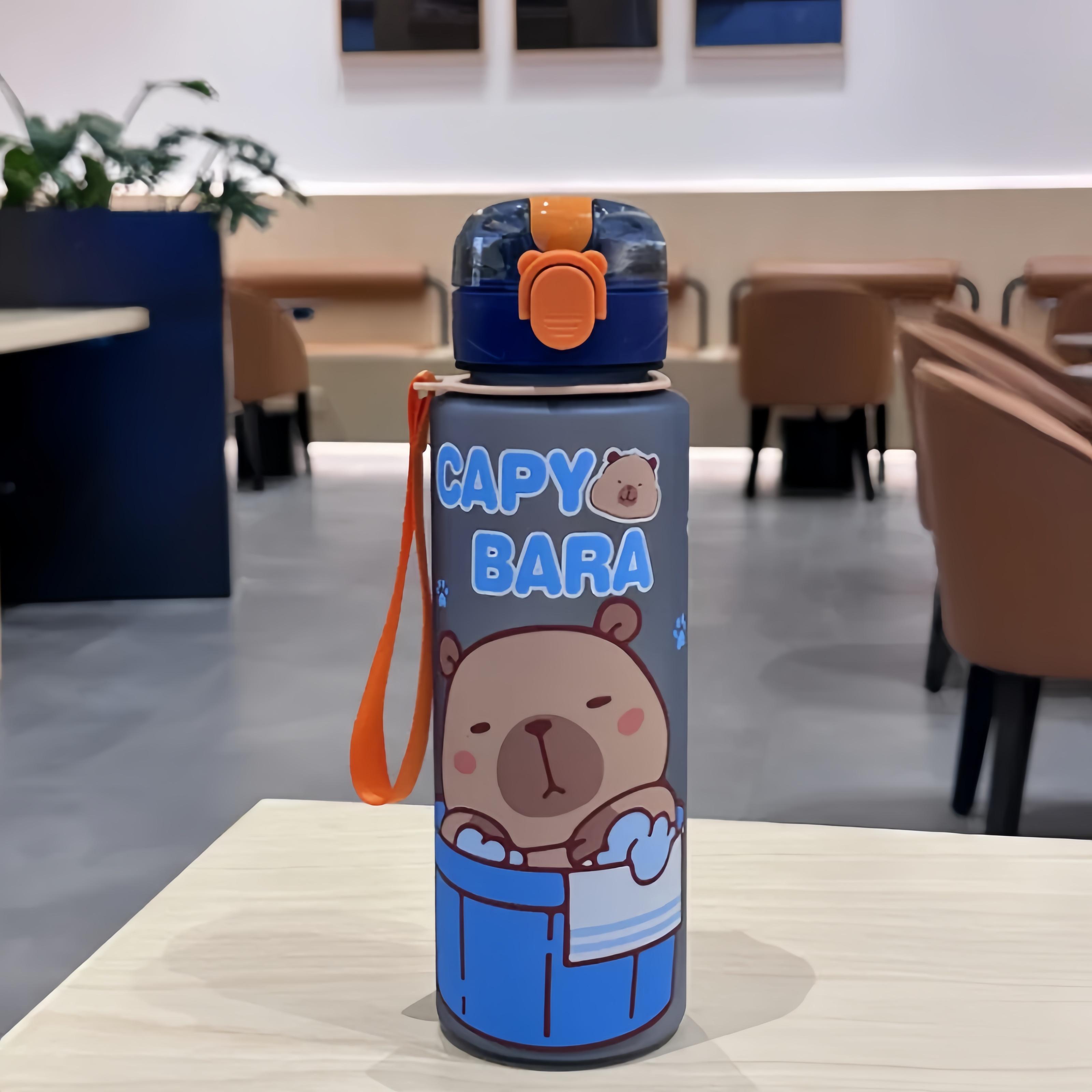 

750ml Cute Cartoon Capybara Water Bottle Silicone Straw Leakproof Plastic Water Cup Portable Outdoor Travel Kids Water Bottle синий