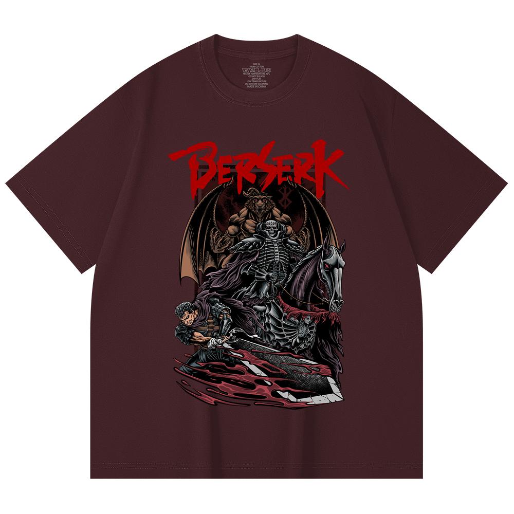 230 Gsm 100% Cotton Berserk V4 Skull Knight Print Unisex Heavy Cotton T Shirt