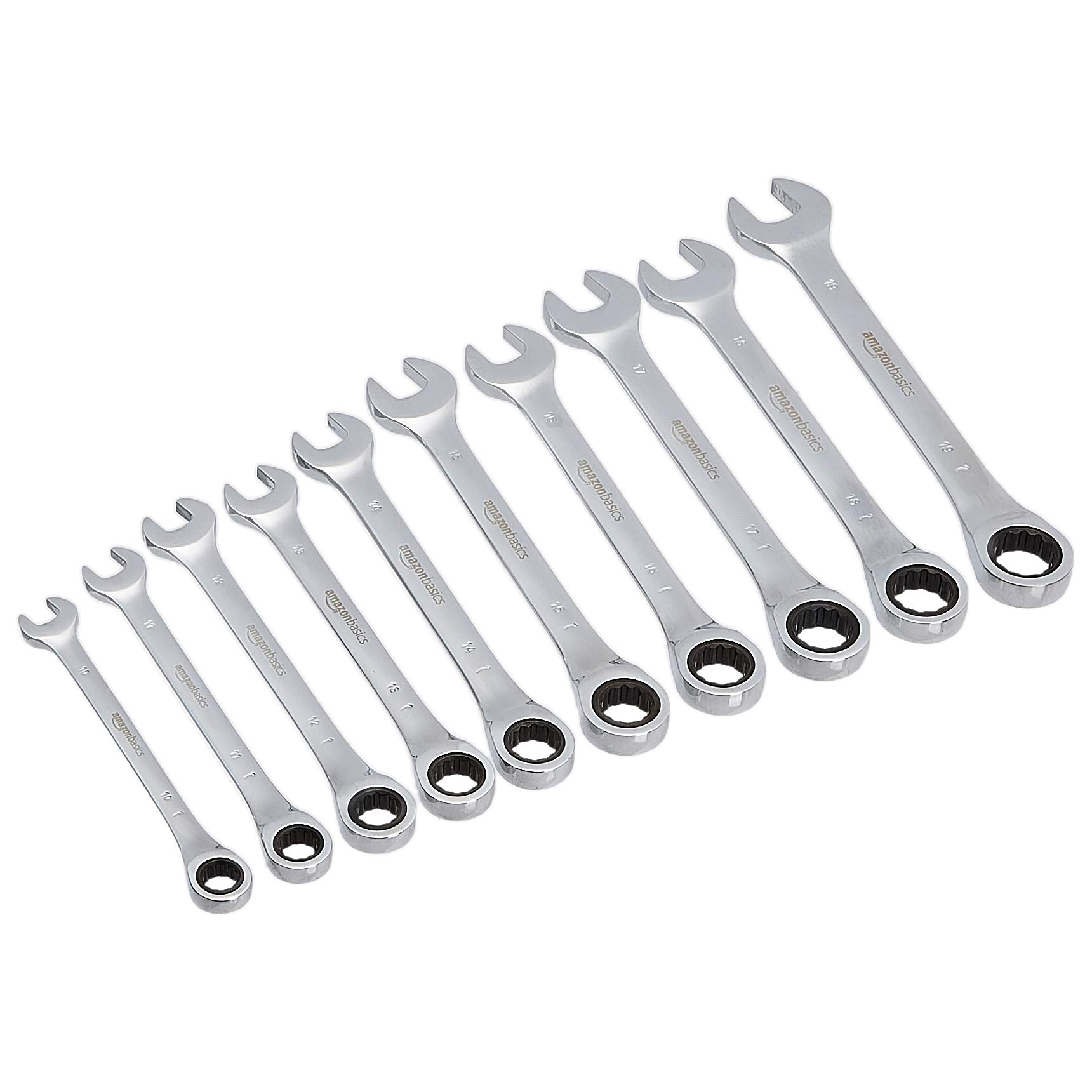 

Amazon Basics High Torque Gear Wrench, 10-Piece Set