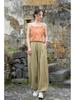 2025 Women's Summer Cotton Linen Ramie Sand-Washed Drawstring Lantern Pants - Distressed & Versatile