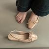 Fashion temperament bow bag head empty single shoes women's summer new slope heel small square head commuter shoes