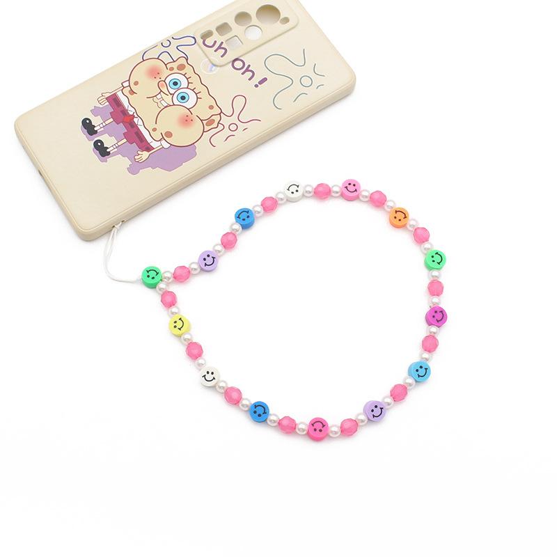 Mobile Phone Chain Beaded Colorful Cartoon Fruit Smiling Face Soft Pottery Letter Beaded To Prevent Mobile Phone from Hanging Chain.