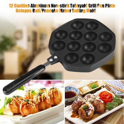 12 Cavities Aluminum NOn Stick Takoyaki Grill Pan Plate Octopus Ball Pancake Maker Baking Mold Baking Mold Grill Pan Pancake Pan