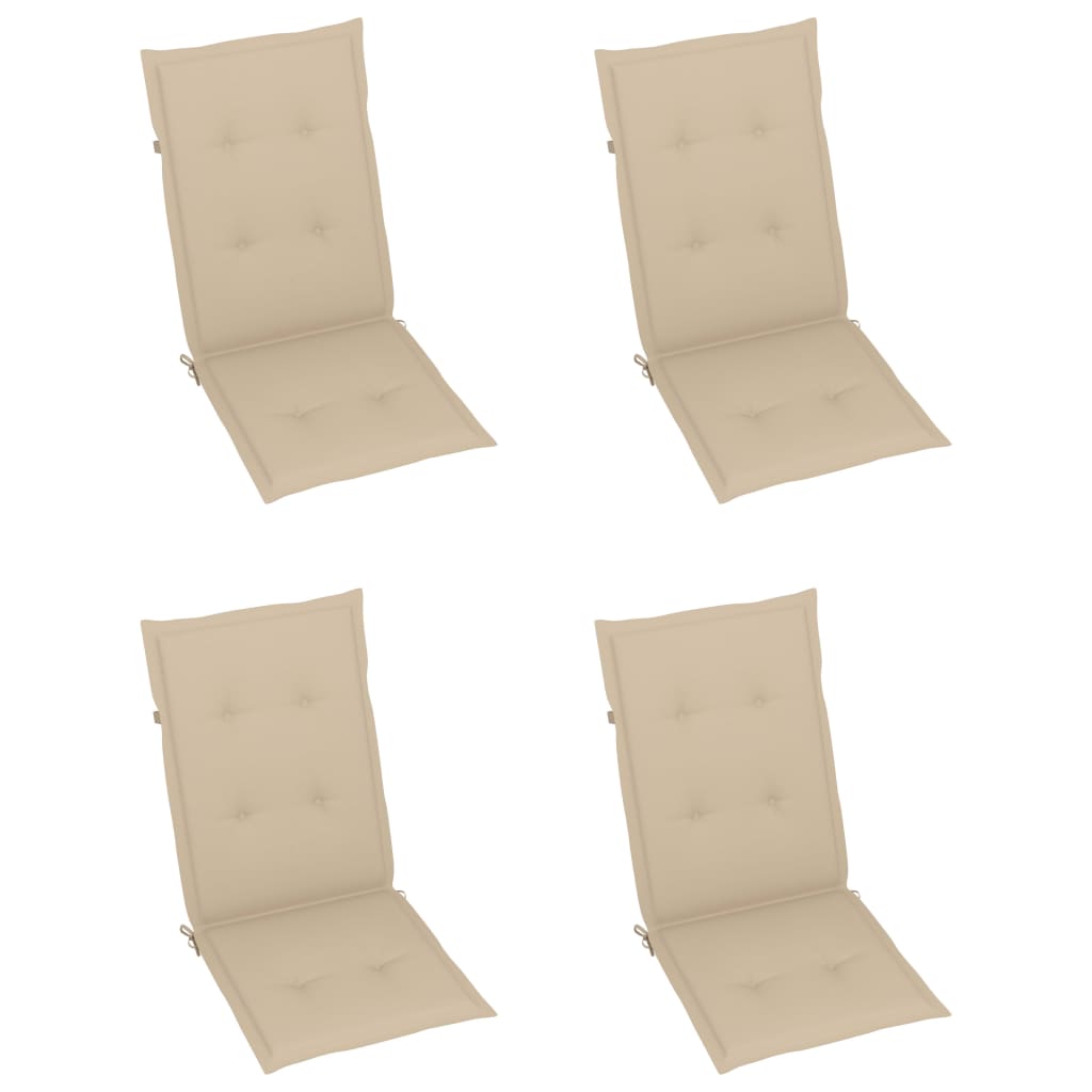 Adjustable High Back Garden Chairs 4 Pcs with Cushions Solid Acacia Wood