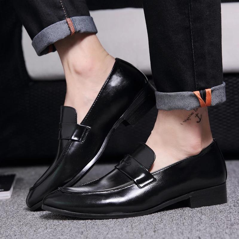 Men's Penny Loafers Slip On Leather Male Casual Office Business Dress Shoes Men Fashion Party Wedding Formal Shoes Footwear
