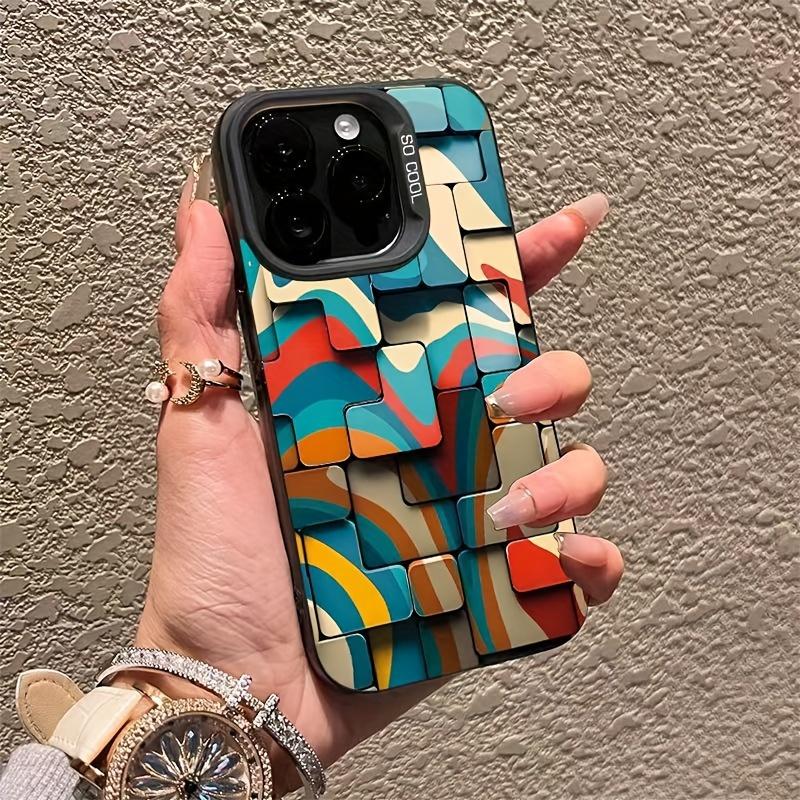 Geometric Pattern Phone Cases for iPhone 17promax 16 Pro 15 Pro 14 13 12 11 XS 14 PRO MAX 16 plus 14ProThree-dimensional pattern