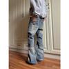 Retro Double Waist Jeans Men's Spring and Autumn New Old Loose Straight Long Pants