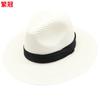 Women Wide Brim Straw Panama Roll Up Hat Fedora Beach Sun Caps UPF50+ Beach Outdoor Hat with ribbon