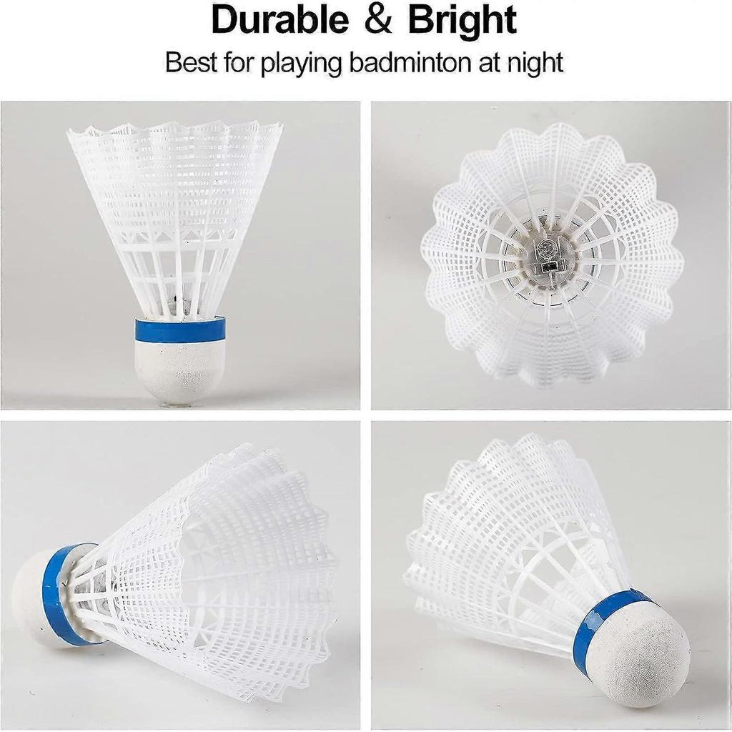 LED Badminton, 6 Pieces Badminton Light Up Shuttlecock, LED Badminton Ball Shuttlecock, Nylon Badminton with Great Stability and Durability for Indoor