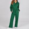 Damen Zweiteilige Outfits Herbst Casual Halber Reißverschluss Trainingsanzug Lounge Set Langarm Pullover Oberteil Und Weitbeinige Hose Trainingsanzug Sets