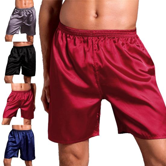 Men Boxers Solid Color Plus Size Loose Mid Waist Summer Briefs for Sleeping