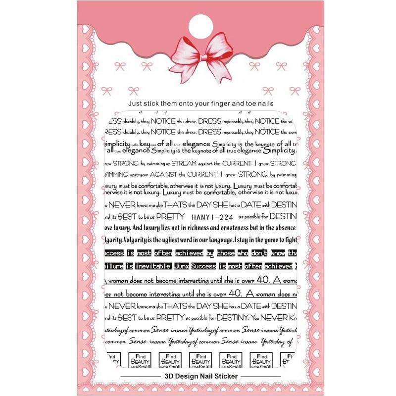 1 Sheet Adhesive 3D Nail Stickers Decals Press On Tips Manicure Decoration Geometry Letter Design