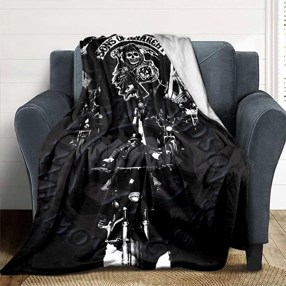 1pc Sons of Anarchy AC/DC Throw Blanket Soft Flannel, Cozy All Season Polyester Perfect for Home, Office