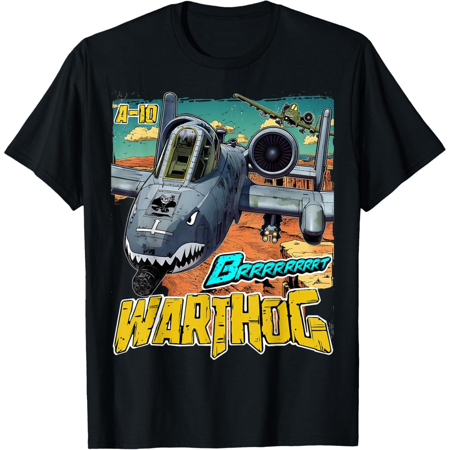 A 10 Warthog Jet Airplane Comic Print Graphic Men s Casual T-Shirt Breathable Cotton Tee S разноцветный