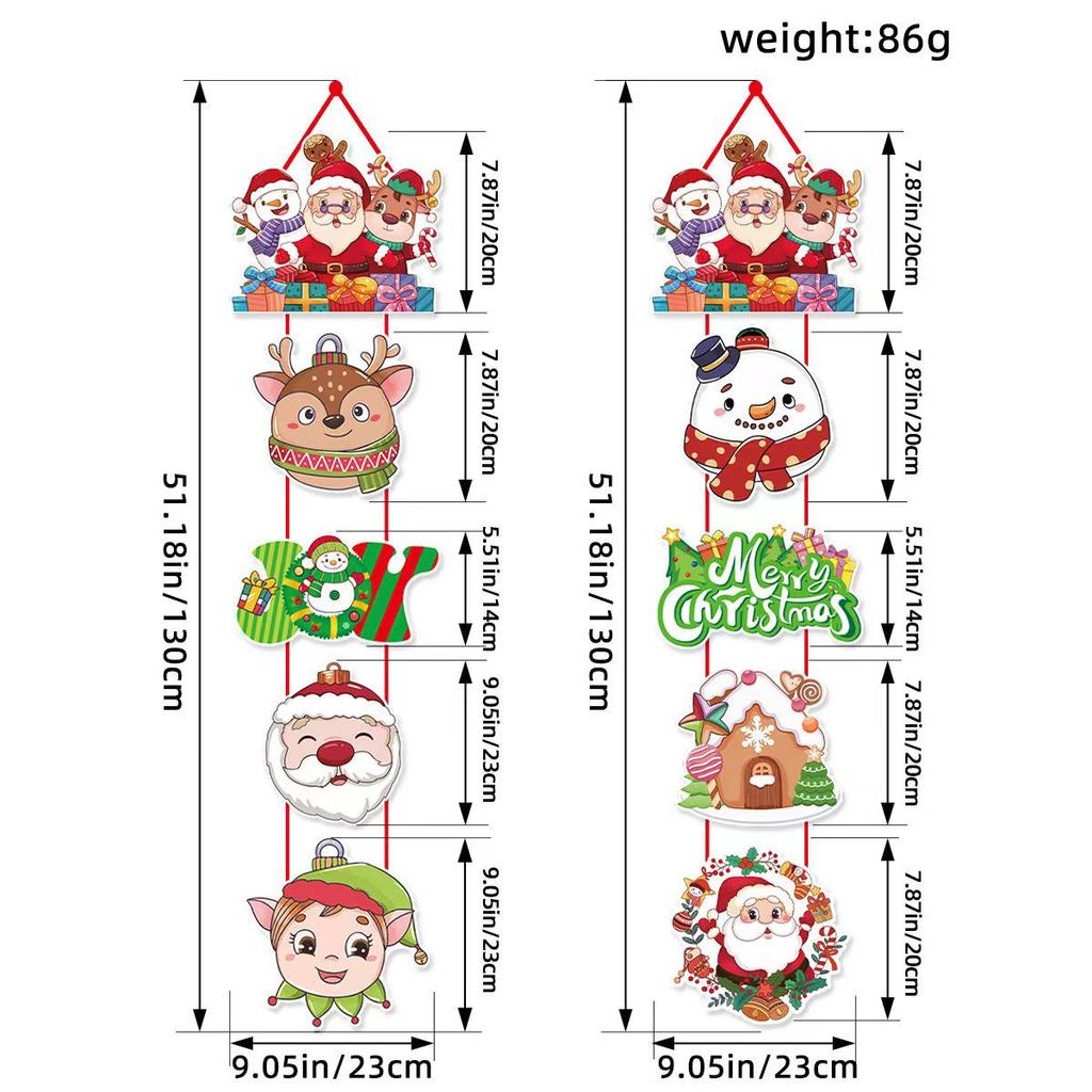 Christmas Door Hanger Decorations: Santa Claus & Snowman Party Atmosphere Set