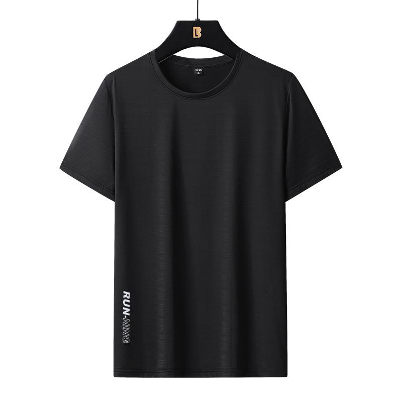 Pánské letní ležérní krátký rukáv jednobarevný kulatý límec plus velikost volné tričko pánské prodyšné sportovní rychleschnoucí tričko