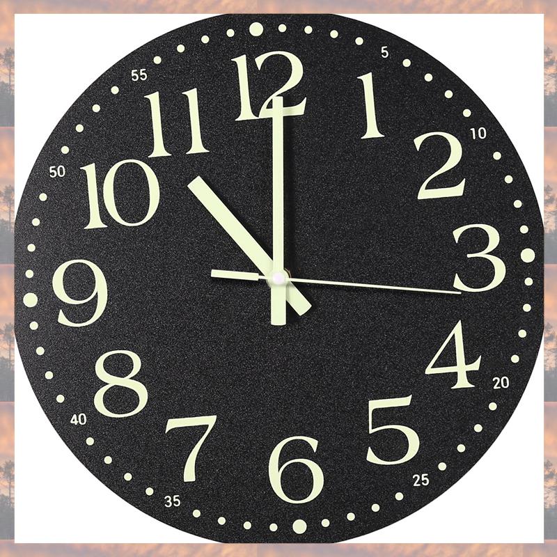 

2025 Тренд Светящиеся настенные часы, 12 дюймов Тихие бесшумные часы на батарейках, Светящиеся настенные часы для украшения спальни чёрный