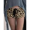 H Home European and American Women's Clothing Gypsy Retro Furry Leopard Print Shorts Women's Niche Style Low Waist Shoelace Home Casual Pants Fashion