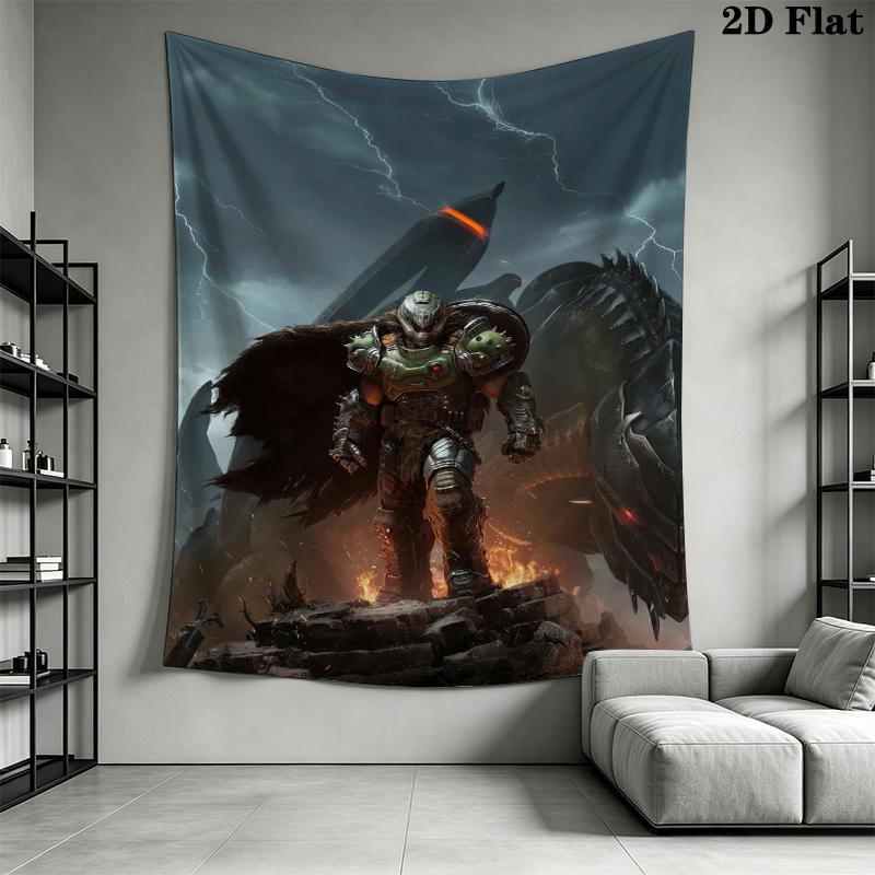 DOOM The Dark Ages Wall Tapestry Aesthetic Wall Hanging Printed Fabric Blanket Decorative Tapestries for Bedroom Living Room Home Decor